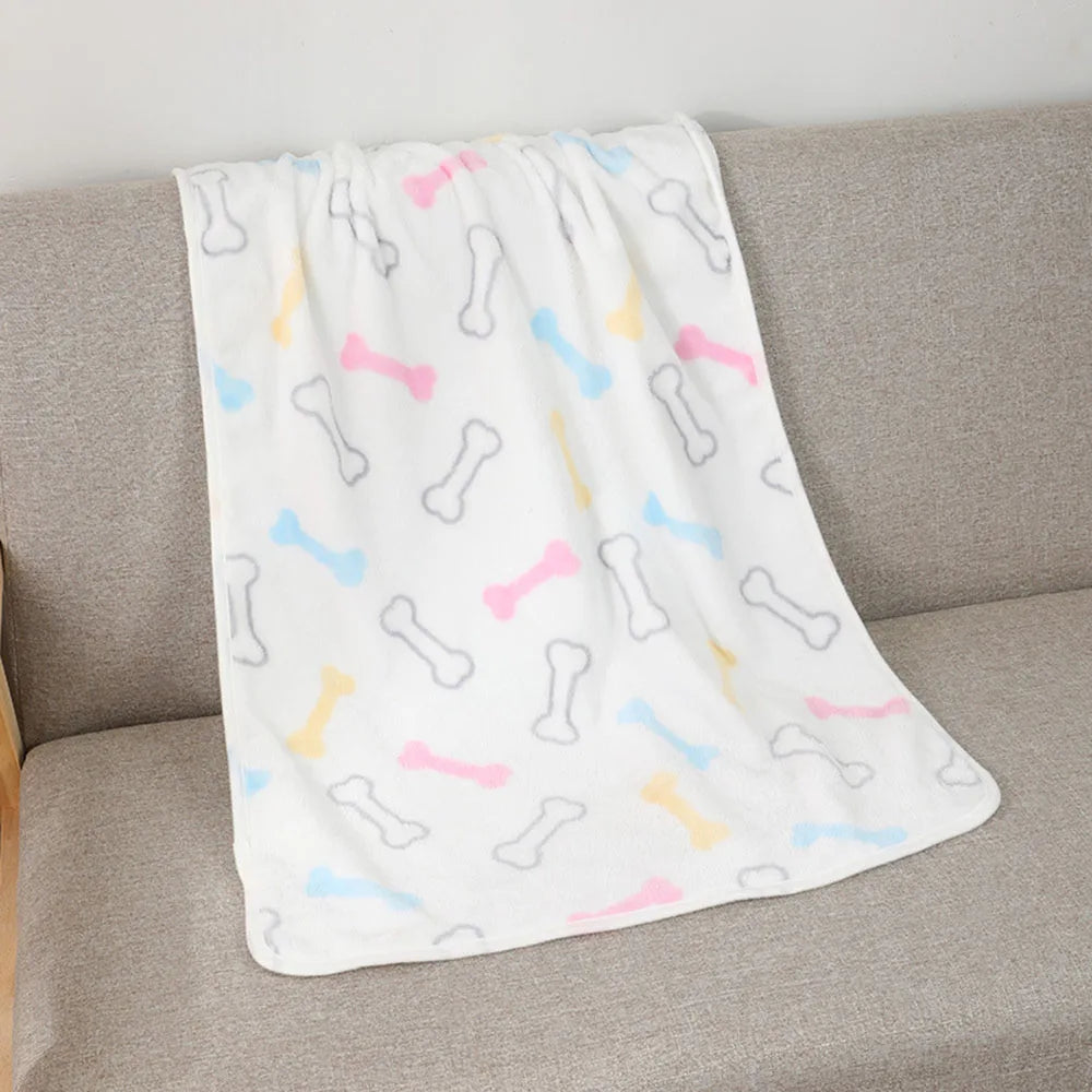 Pet Blanket Dog Puppy Blanket Paw Print Fleece Blanket for Small Medium Large Pet Dog Cat Warm Soft Sleep Mat Doggy Bed Blanket