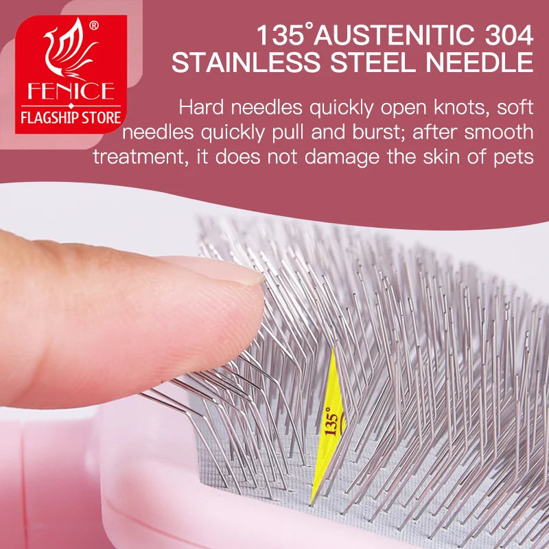 Fenice Professional Dog Comb Unknotted Brush Colorful Soft Hard Needle Fluffy Dog Hair Remover Shedding Comb