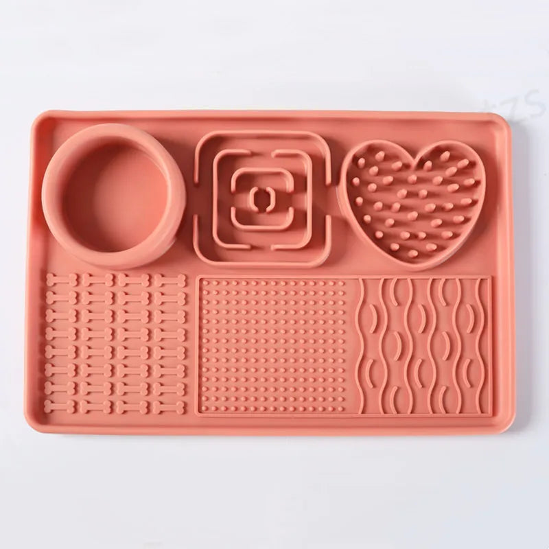 Silicone Pet Licking Mat, Slow Feeder Lick Pad for Dogs & Cats, Interactive Treat Dispenser Dog Slow Feeder Lick Pad