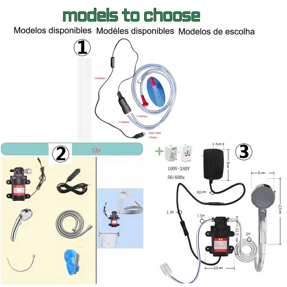 Electric Water Pump Car Washer Handheld Faucet Kit Outdoor Bath Camping Shower Head For Camping Hiking Pet Cleaning