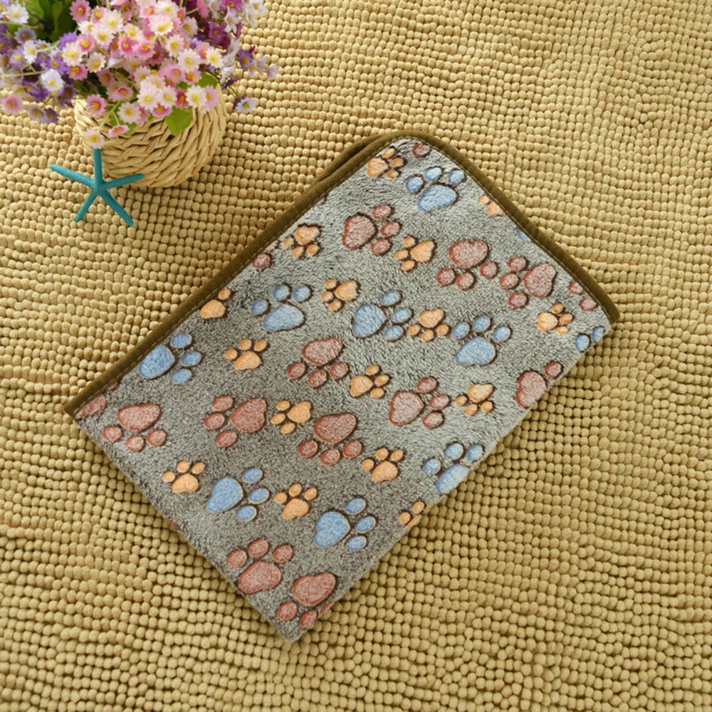 Pet Blanket Dog Puppy Blanket Paw Print Fleece Blanket for Small Medium Large Pet Dog Cat Warm Soft Sleep Mat Doggy Bed Blanket