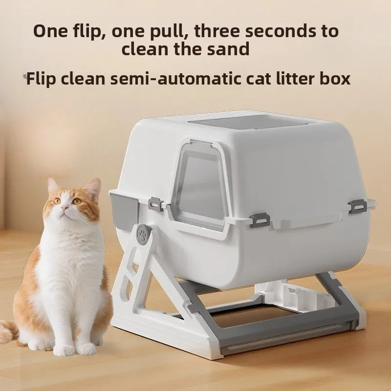 Household Semi-automatic Cat Litter Box Closed Oversized Anti-splash Toilet Free of Shoveling Feces Special Pet Toilet
