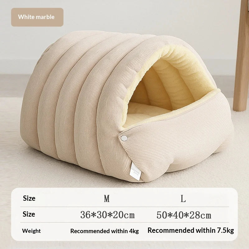 Winter Thermal Plush Cat Bed Winter Warm Enclosed House with Removable Washable Cover for Cats Small Pets Anxiety Relief ﻿