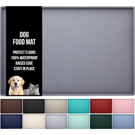 Silicone Cat Dog Food Mat, Anti-Slip Dog Bowl Mats, Pet Feeding Mats with Lip to Prevent Spills, Pet Placemat to Protect Floors