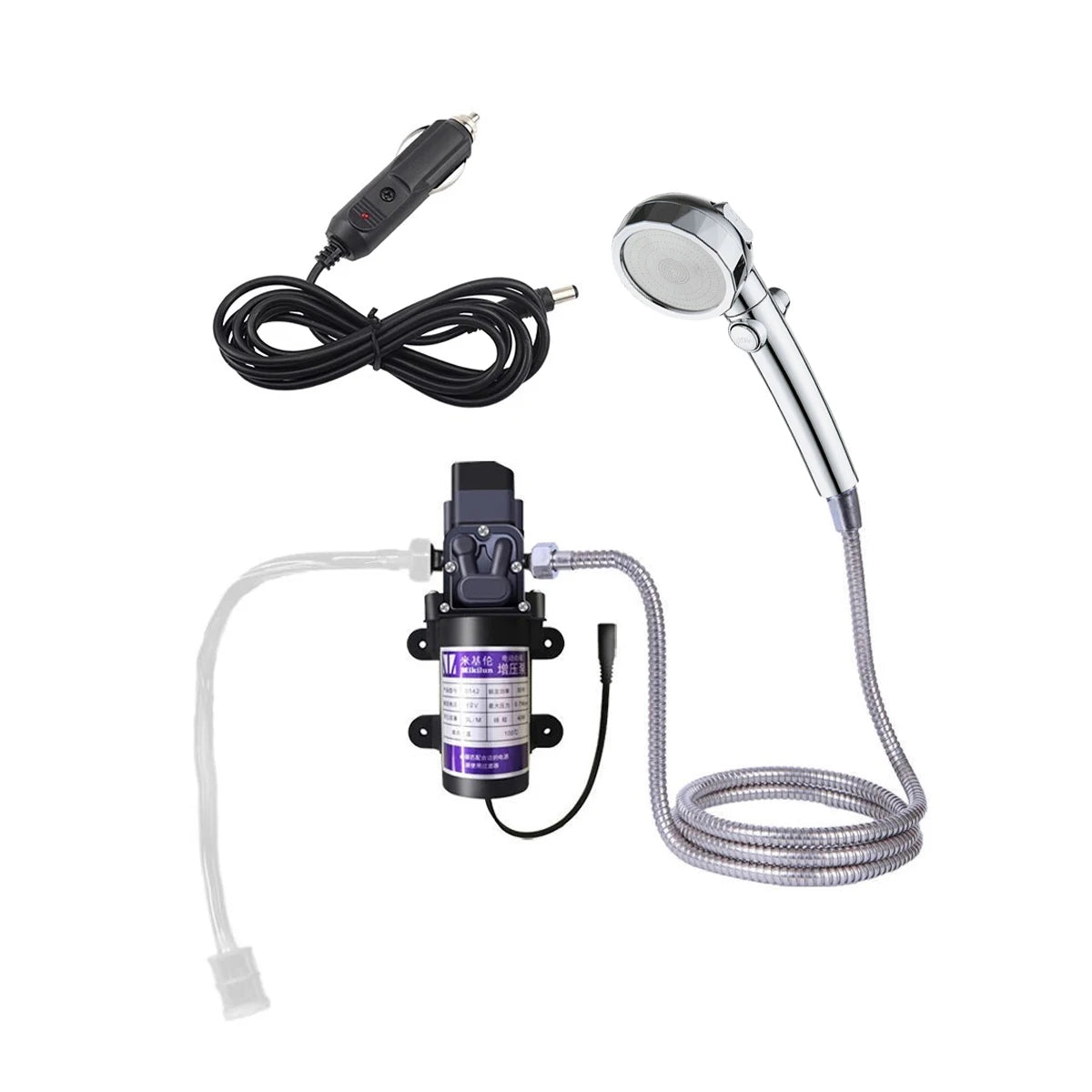 Electric Water Pump Car Washer Handheld Faucet Kit Outdoor Bath Camping Shower Head For Camping Hiking Pet Cleaning