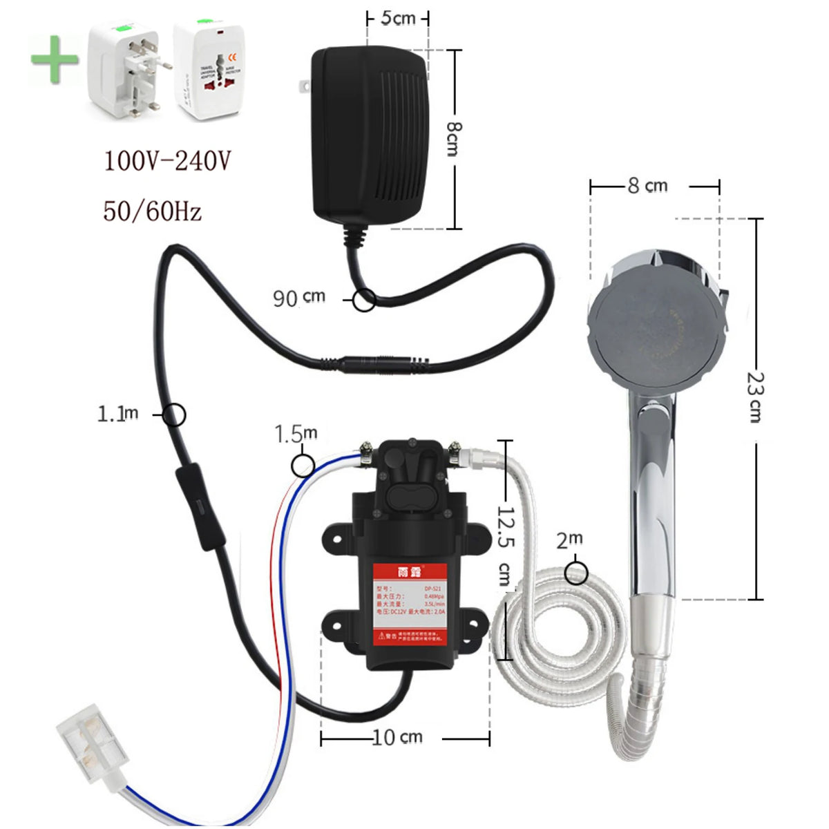 Electric Water Pump Car Washer Handheld Faucet Kit Outdoor Bath Camping Shower Head For Camping Hiking Pet Cleaning
