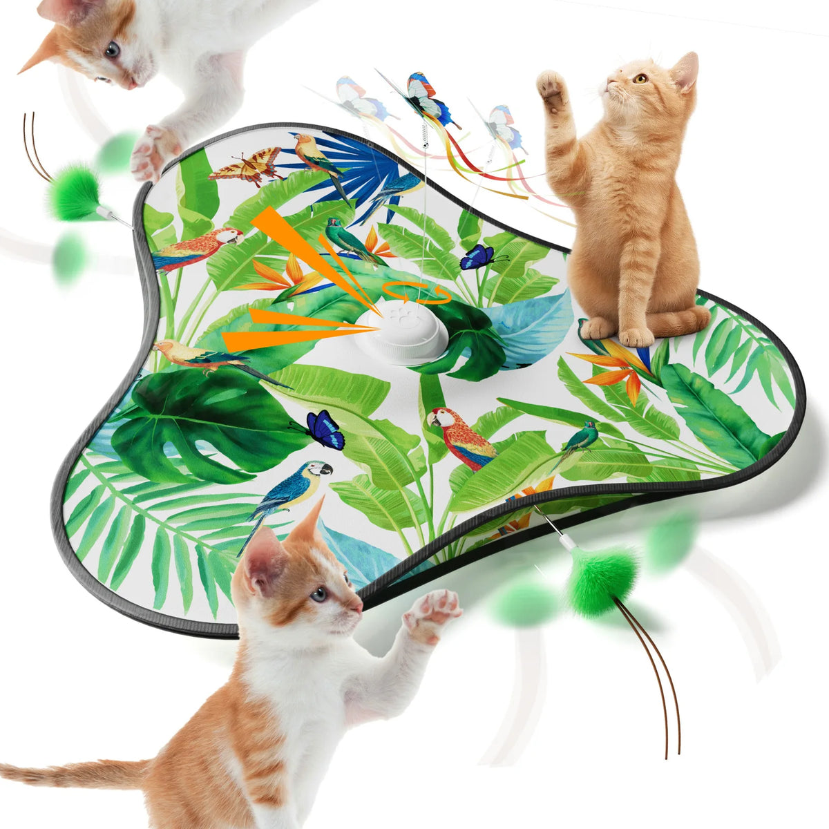 Butterfly Cat Toys Interactive Hide and Seek Cat Toy with Animal Squeaky Motion Activated Moving Concealed Feathers Kitten Toy