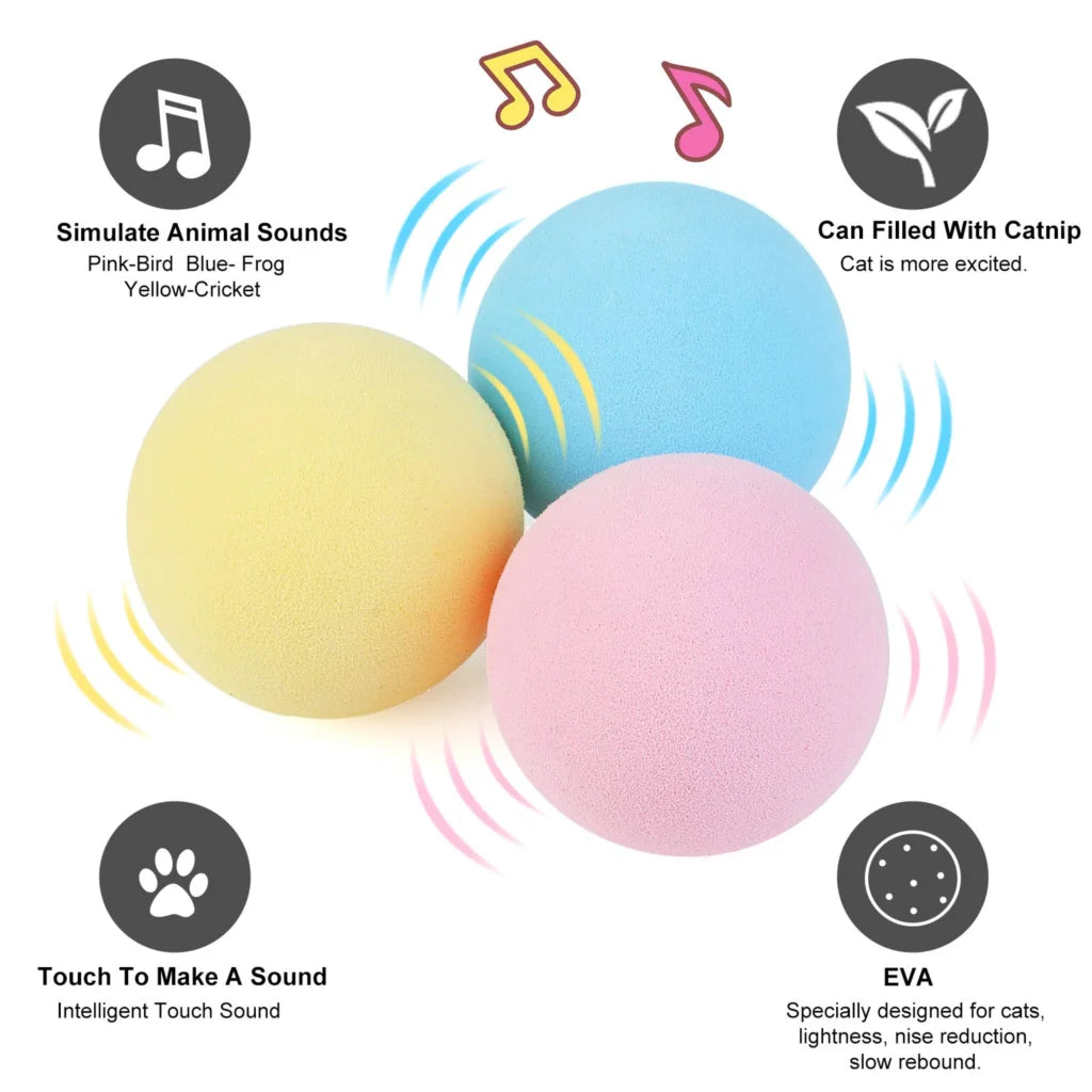 Interactive Ball Smart Cat Toys Catnip Cat Training Toy Kitty Pet Playing Ball Pet Squeaky Supplies Products Toy for Cats Kitten