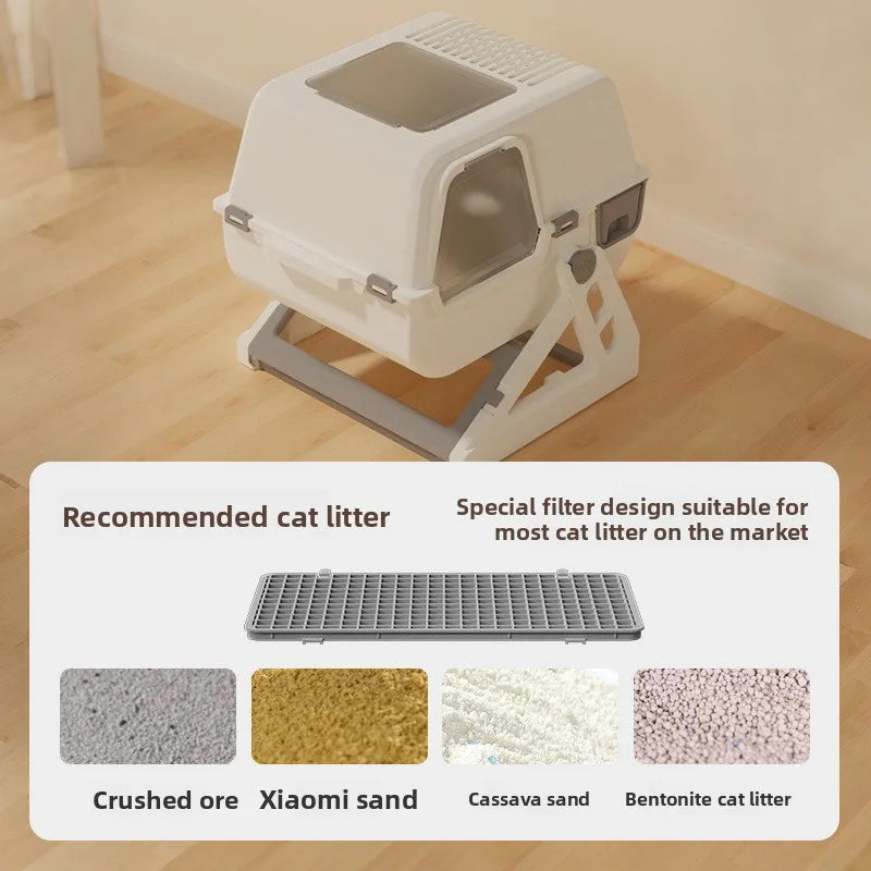 Household Semi-automatic Cat Litter Box Closed Oversized Anti-splash Toilet Free of Shoveling Feces Special Pet Toilet