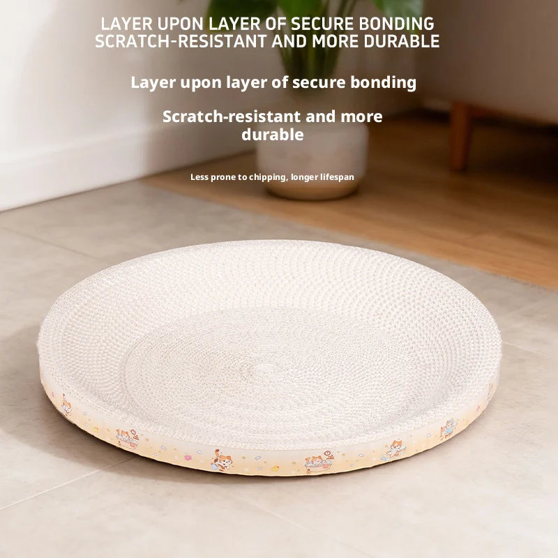 Round & Oval Corrugated Cat Scratcher Bed 2-in-1, Wear-resistant No Mess Cat Scratching Pad Nest Toy