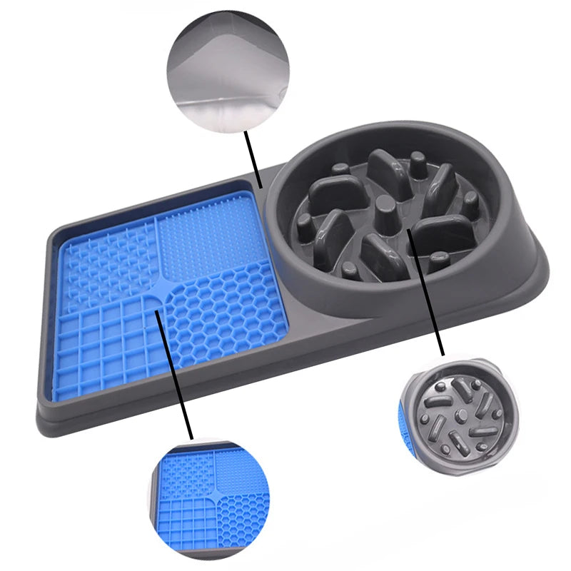 Silicone 2in1 Dog Lick Mat for Dogs Pet Food Plate Slow Eating Bowl Extended Eating Time Convenient Pets Accessories Supplies