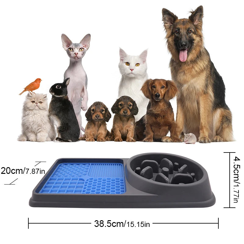 Silicone 2in1 Dog Lick Mat for Dogs Pet Food Plate Slow Eating Bowl Extended Eating Time Convenient Pets Accessories Supplies