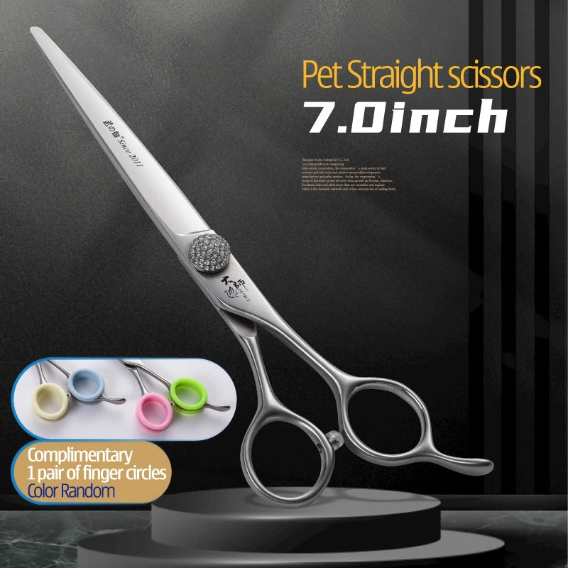 Fenice High-end 7.0/7.5/8.0/8.5 inch JP440C Diamond Screw Pet Grooming Straight Scissors/Curved Shears for Dog beauty