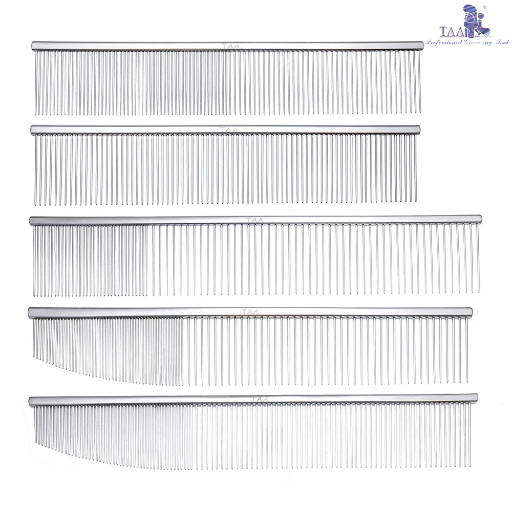 TAA Pet Comb Dual-Density Professional Pet Grooming Comb Anti Static Anti-Glare Matte Handle Ultralight Dog Tangle Free Brushing