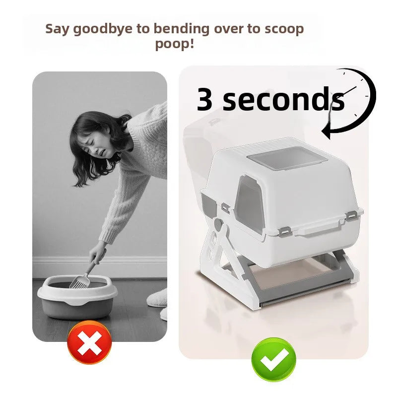 Household Semi-automatic Cat Litter Box Closed Oversized Anti-splash Toilet Free of Shoveling Feces Special Pet Toilet