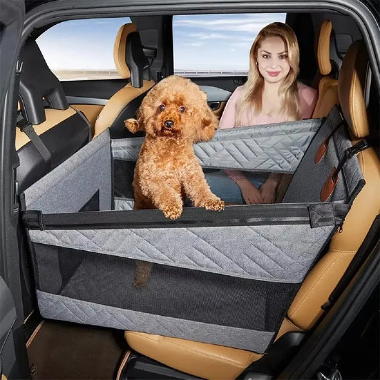Pet Car Nest Bed, Full Coverage Back Seat Hammock Extender for Cars, Waterproof Scratchproof with Mesh Pocket for All Size Dogs