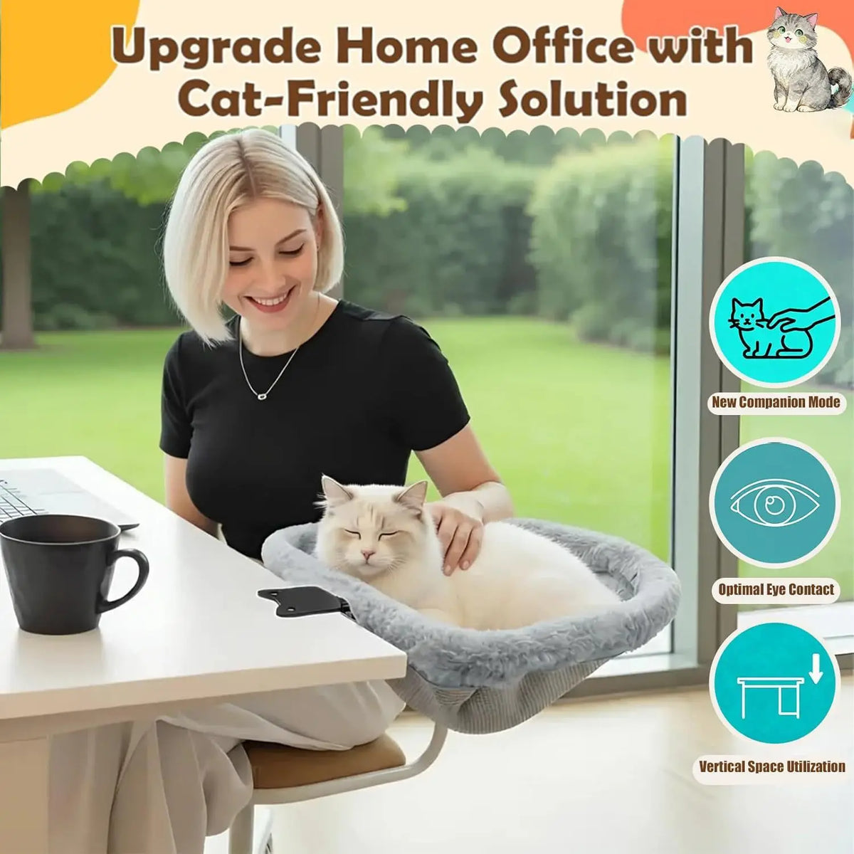 Foldable Desk Cat Bed Hammock – Clip-On Cat Bed: A Great Way to Pet and Play with Your Cat