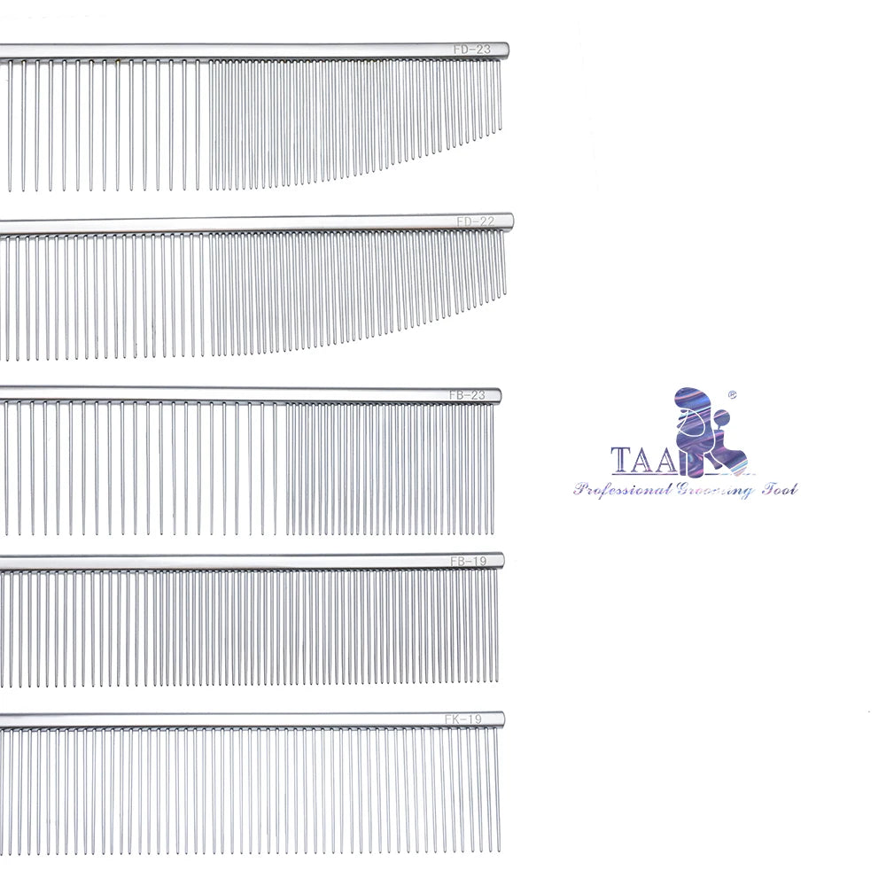TAA Pet Comb Dual-Density Professional Pet Grooming Comb Anti Static Anti-Glare Matte Handle Ultralight Dog Tangle Free Brushing