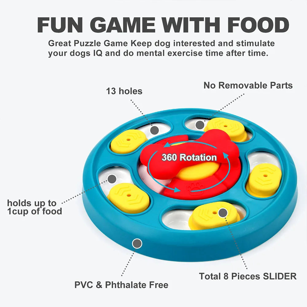 Dog Puzzle Feeder Toy Interactive IQ Training Slow Feeding Bowl Treat Dispensing Game Toy For Small Medium Dogs