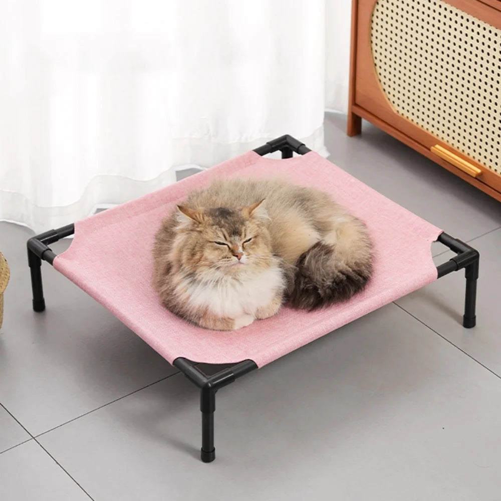 Elevated Cat Bed Raised Off Ground Pet Cot Bed Detachable Washable Breathable Fabric Cat Dog Sleeping Bed All Season Indoor
