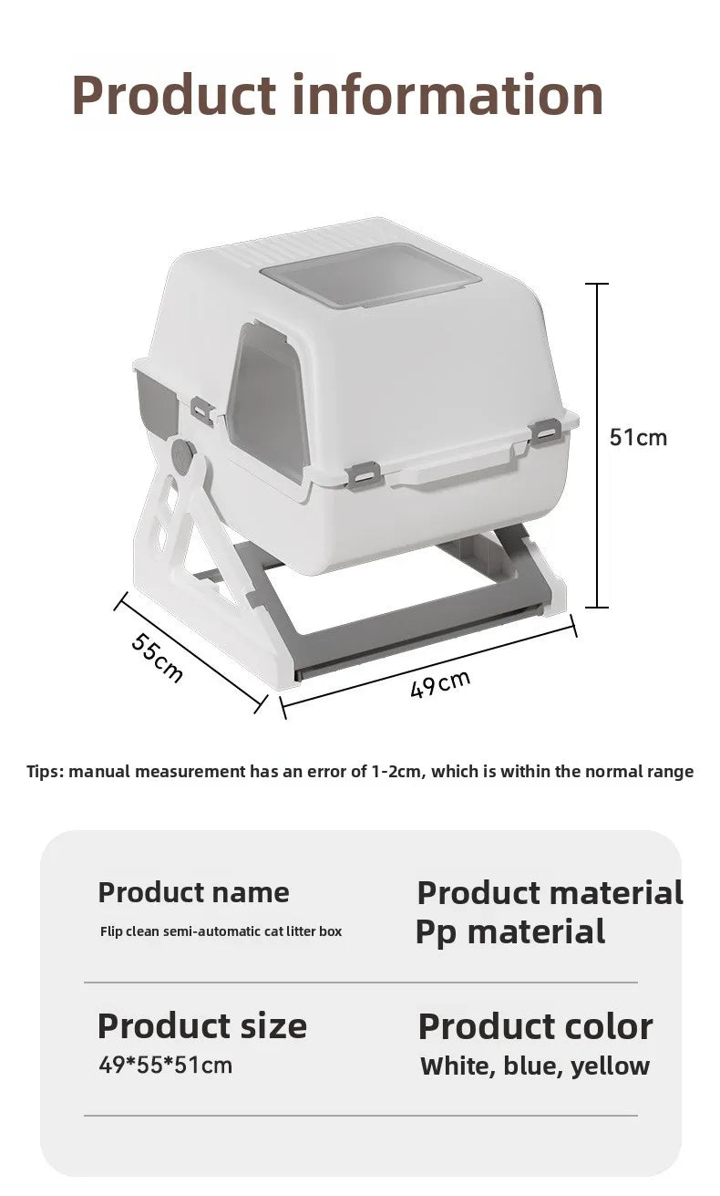 Household Semi-automatic Cat Litter Box Closed Oversized Anti-splash Toilet Free of Shoveling Feces Special Pet Toilet