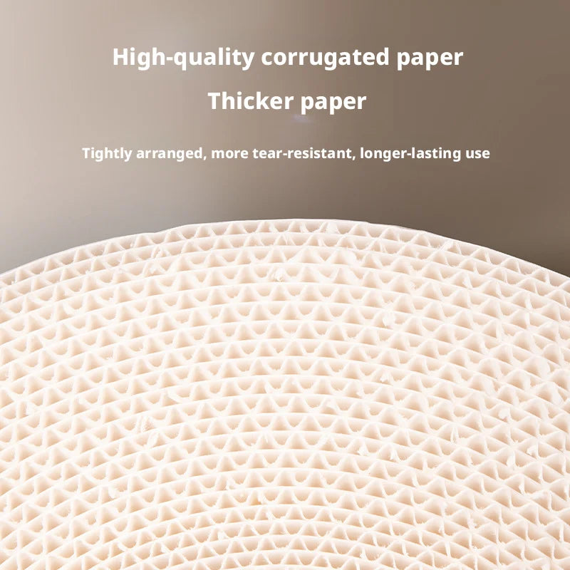 Round & Oval Corrugated Cat Scratcher Bed 2-in-1, Wear-resistant No Mess Cat Scratching Pad Nest Toy