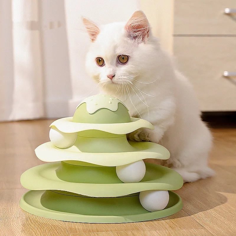 Best-selling cat toy new ice cream track playset for amusing cats and relieving boredom cat spinning toy