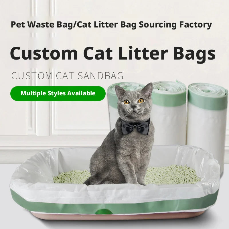Thick Cat Litter Box Liners, Drawstring Pet Waste Bags, Large Disposable Cleaning Bags for Cats