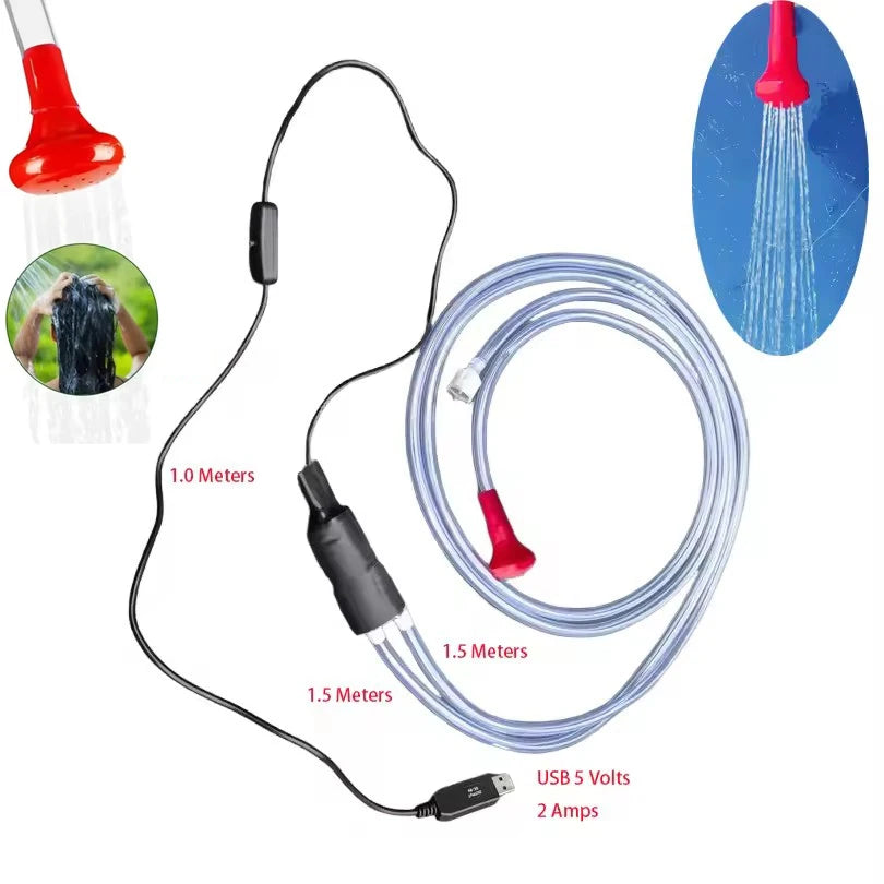 Electric Water Pump Car Washer Handheld Faucet Kit Outdoor Bath Camping Shower Head For Camping Hiking Pet Cleaning