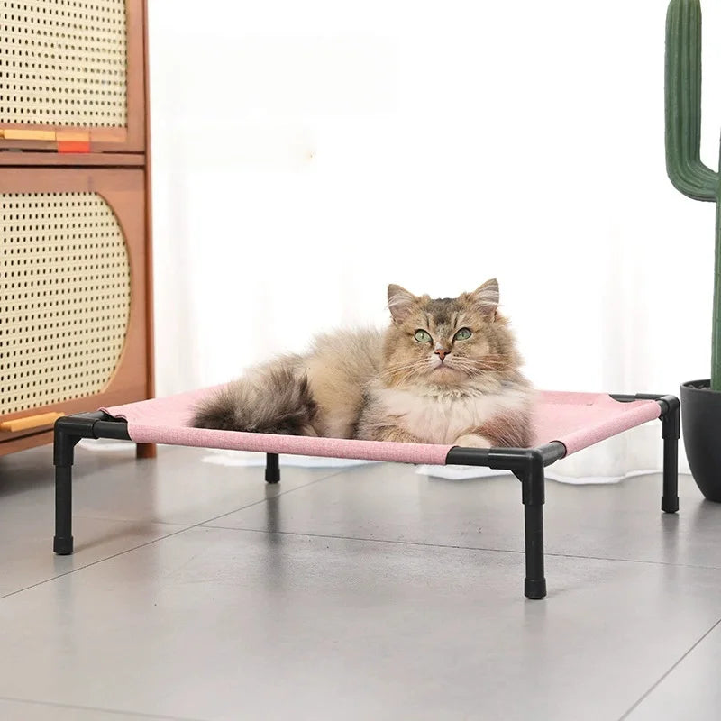 Elevated Cat Bed Raised Off Ground Pet Cot Bed Detachable Washable Breathable Fabric Cat Dog Sleeping Bed All Season Indoor