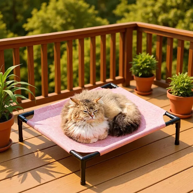 Elevated Cat Bed Raised Off Ground Pet Cot Bed Detachable Washable Breathable Fabric Cat Dog Sleeping Bed All Season Indoor