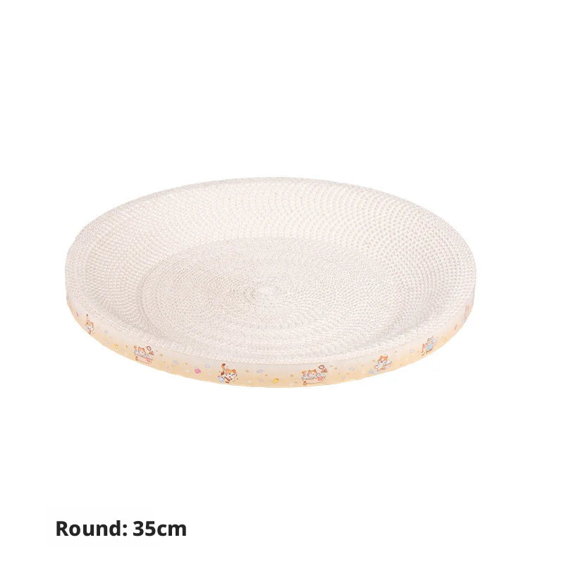 Round & Oval Corrugated Cat Scratcher Bed 2-in-1, Wear-resistant No Mess Cat Scratching Pad Nest Toy