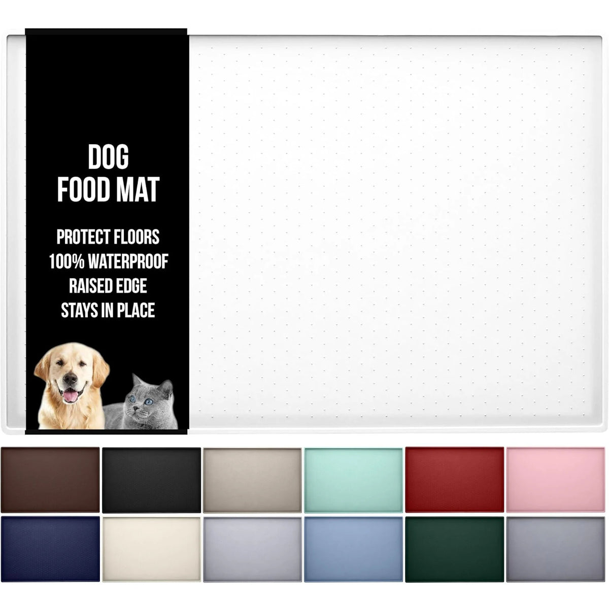 Silicone Cat Dog Food Mat, Anti-Slip Dog Bowl Mats, Pet Feeding Mats with Lip to Prevent Spills, Pet Placemat to Protect Floors