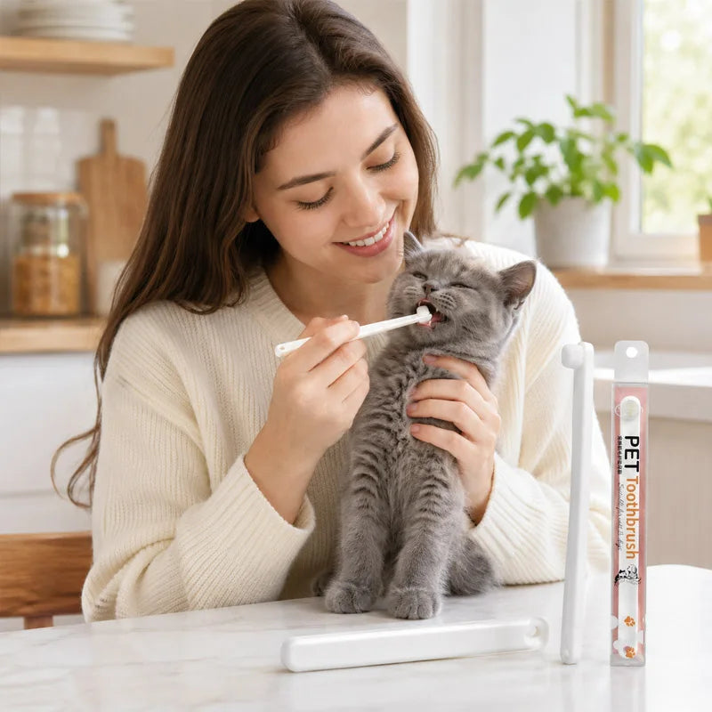 Pet Toothbrush Dog Toothbrushes Soft Dense Hair Brush for Cleaning Dental Cleaning Tool For Cats Dogs Plaque Removal Dental Care