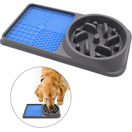 Silicone 2in1 Dog Lick Mat for Dogs Pet Food Plate Slow Eating Bowl Extended Eating Time Convenient Pets Accessories Supplies