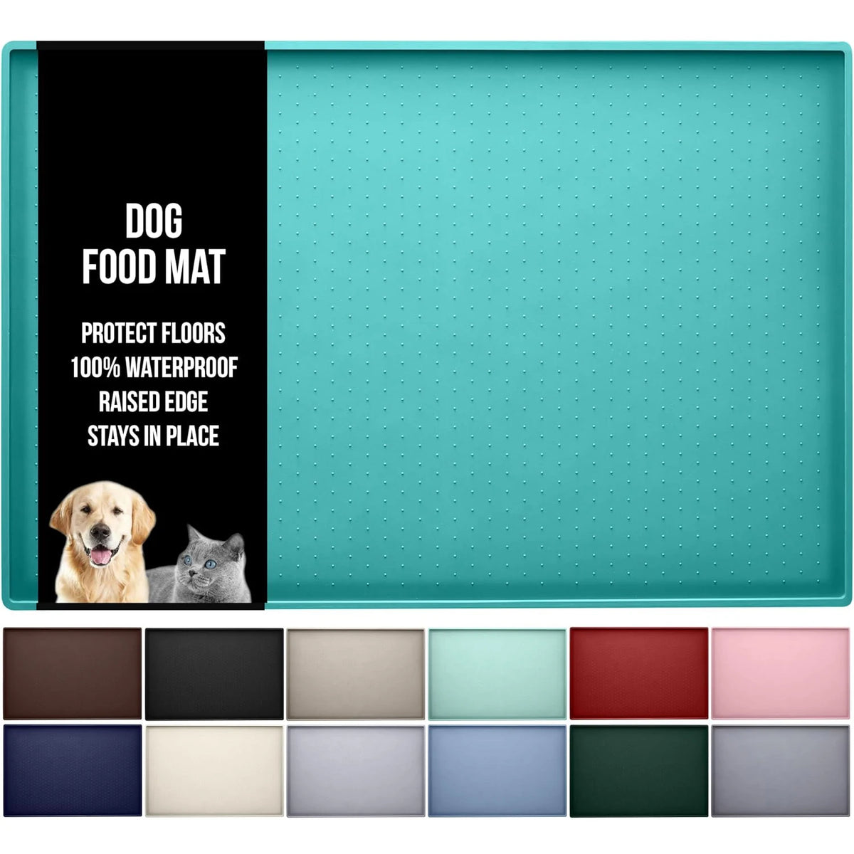 Silicone Cat Dog Food Mat, Anti-Slip Dog Bowl Mats, Pet Feeding Mats with Lip to Prevent Spills, Pet Placemat to Protect Floors