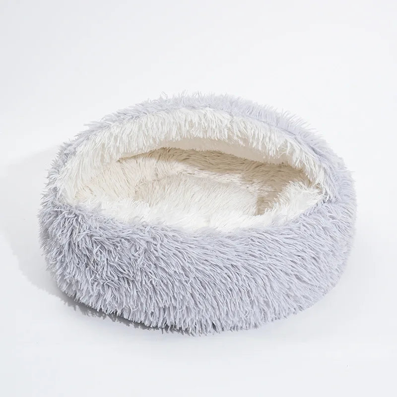 Warm Closed Shell Cat Bed Thick Plush Enclosed Pet Cave House All Season Washable Soft Dog Bed Nest for Kittens Small Puppies