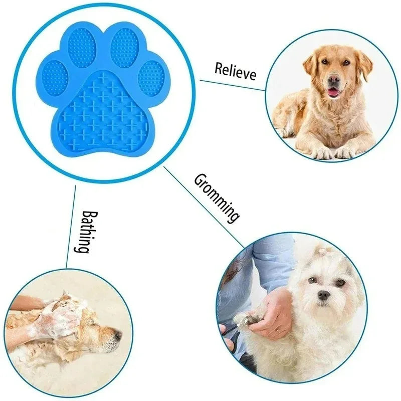 1PCS Dog Paw Silicone Pet Licking Mat Pet Slow Food Tray Dog Bath Distraction Silicone Dog Suction Cup Food Guard Training