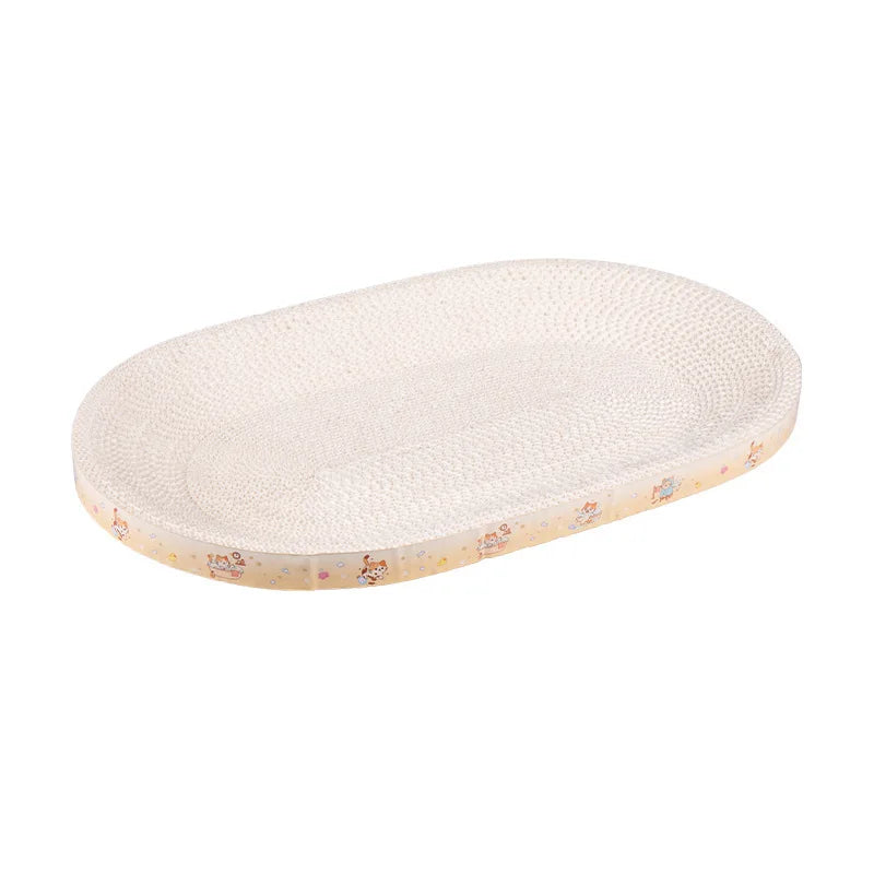 Round & Oval Corrugated Cat Scratcher Bed 2-in-1, Wear-resistant No Mess Cat Scratching Pad Nest Toy