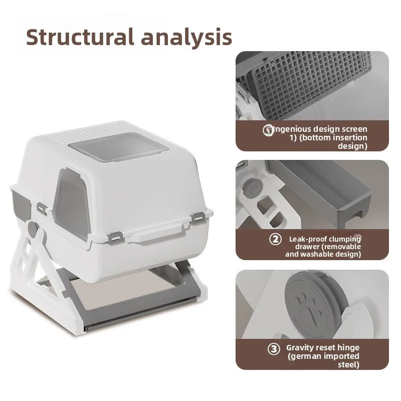 Household Semi-automatic Cat Litter Box Closed Oversized Anti-splash Toilet Free of Shoveling Feces Special Pet Toilet