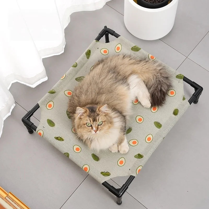 Elevated Cat Bed Raised Off Ground Pet Cot Bed Detachable Washable Breathable Fabric Cat Dog Sleeping Bed All Season Indoor